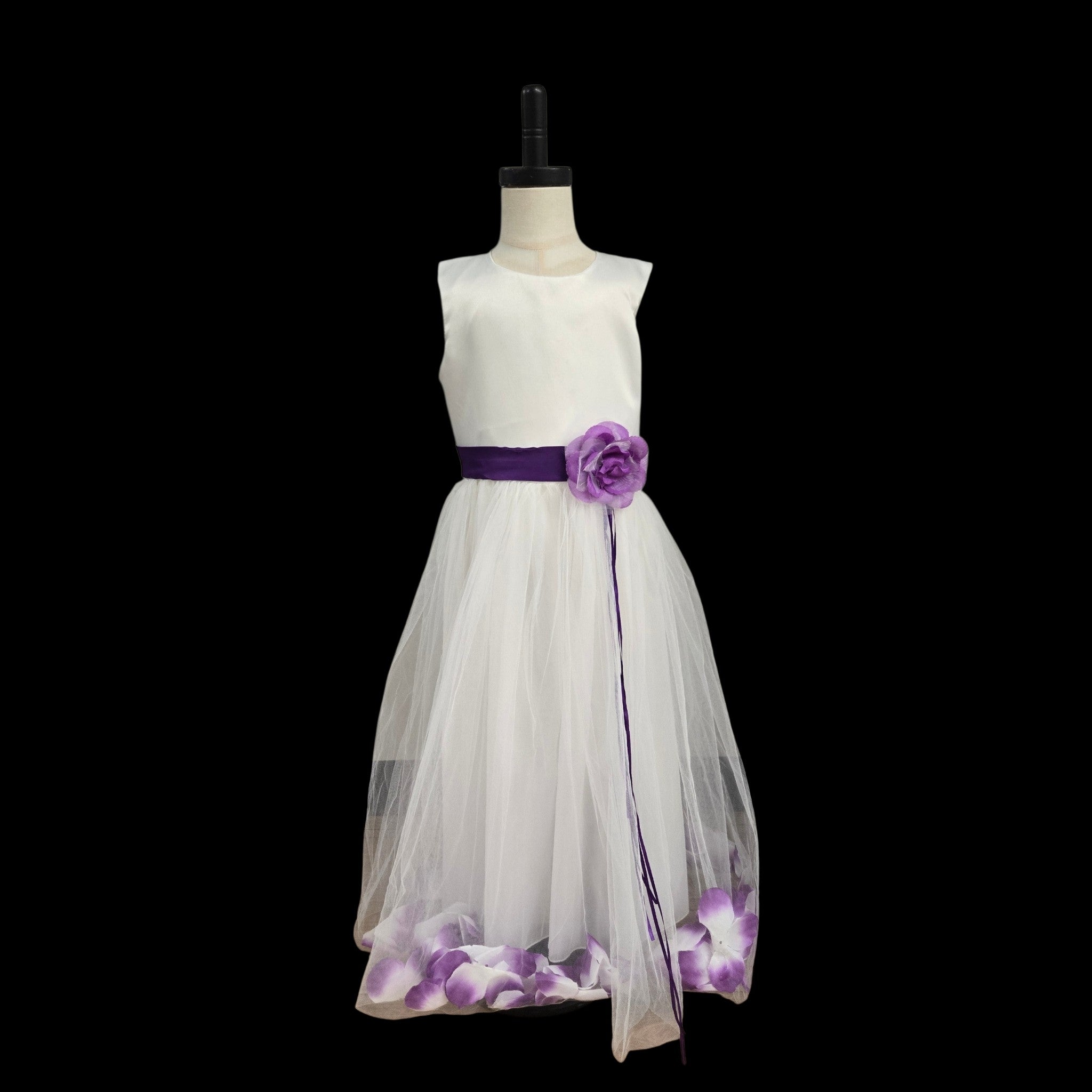 Wedding Flower Girl 8 White/Purple