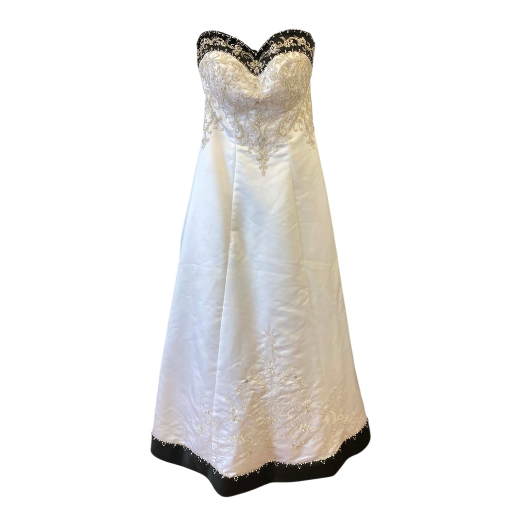 White w/black trim Morilee Wedding Dress, 4