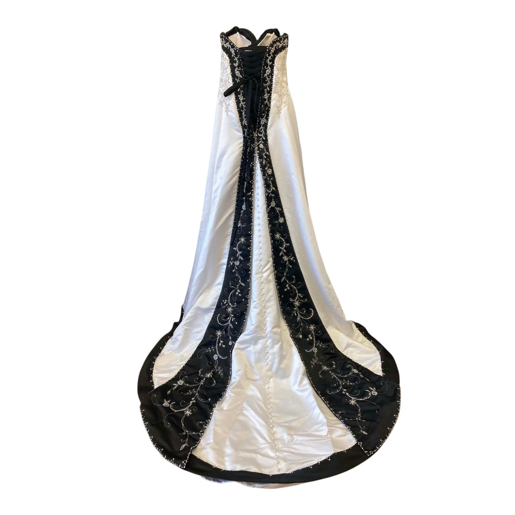 White w/black trim Morilee Wedding Dress, 4