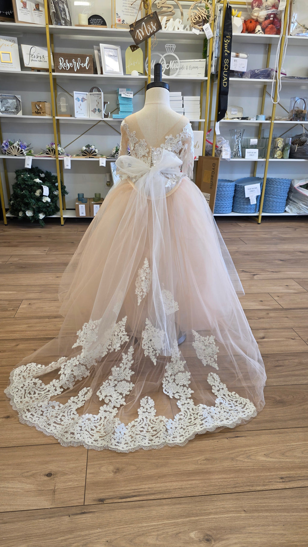 Nude White  flower girl dress, 4T