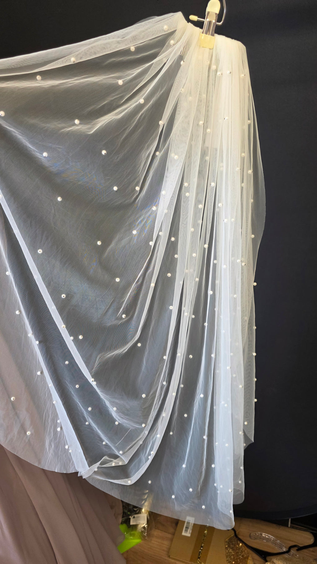 Ivory / Fingertip Veil w/ Pearls, Fingertip