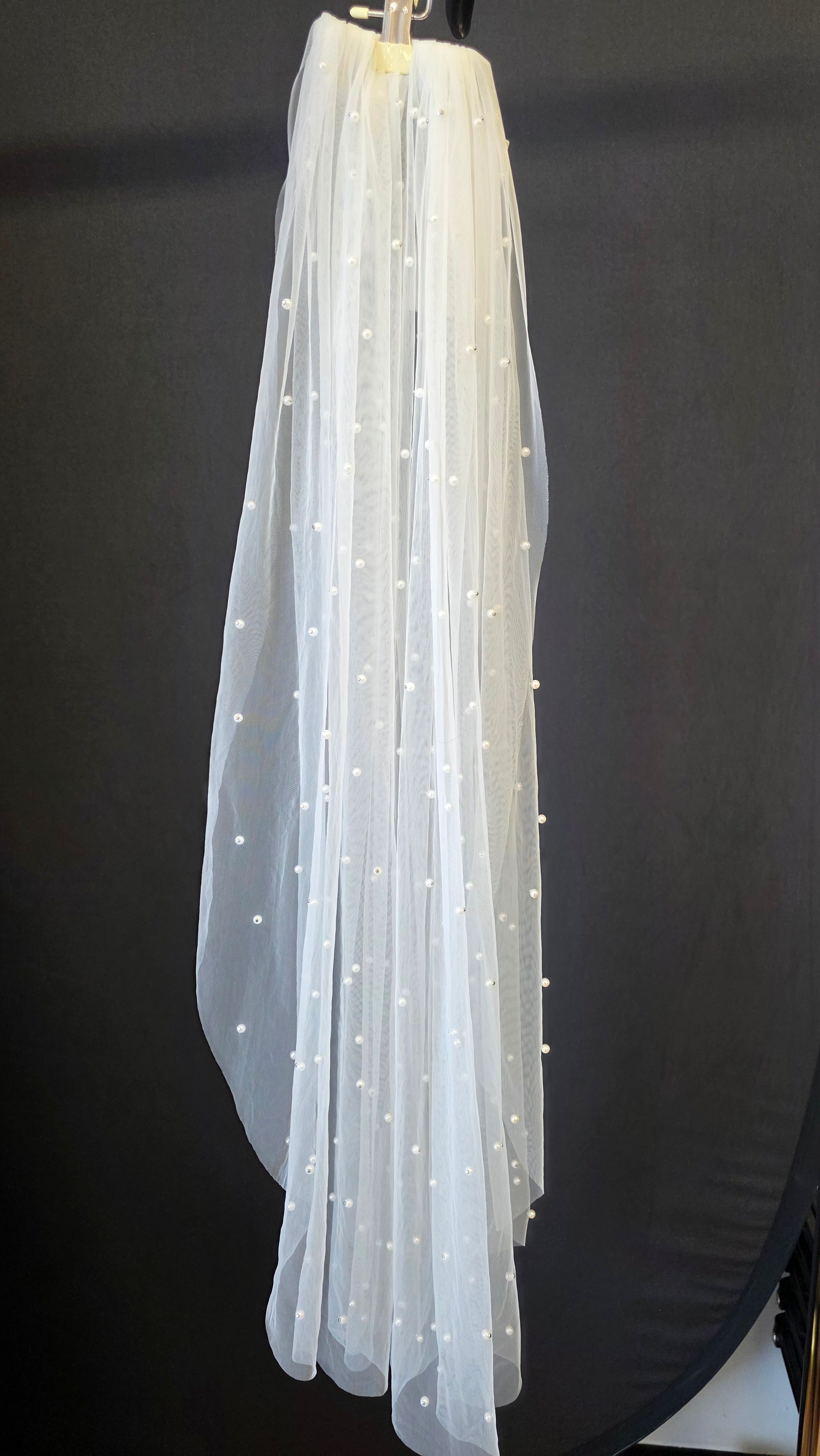 Ivory / Fingertip Veil w/ Pearls, Fingertip