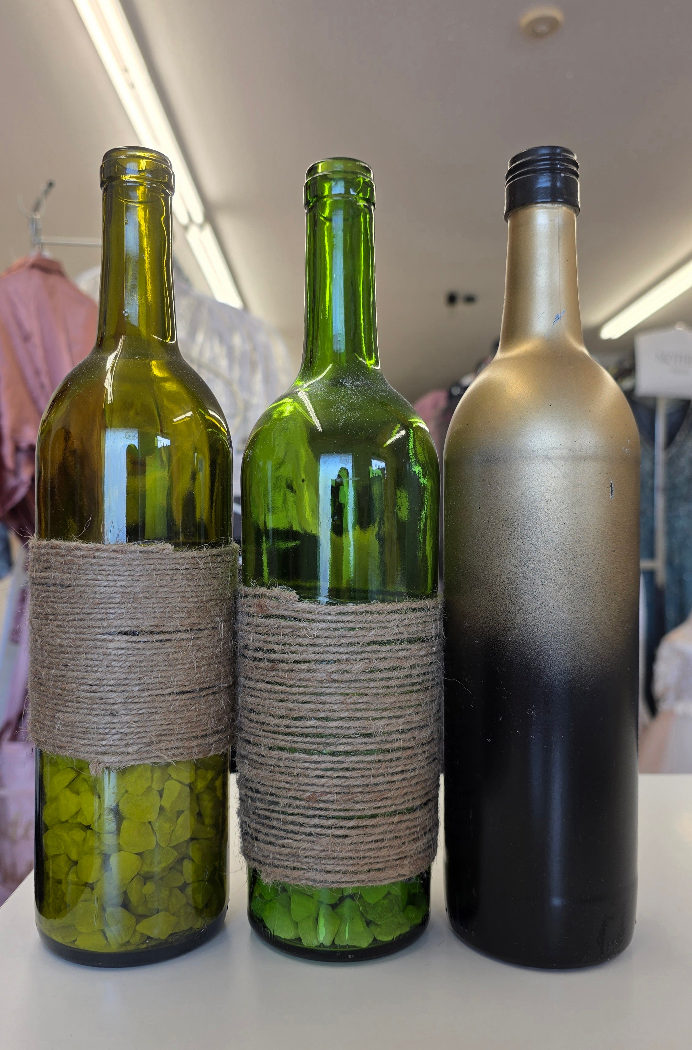 yellow, green, gold / 12 - Wine Bottle Center Pieces