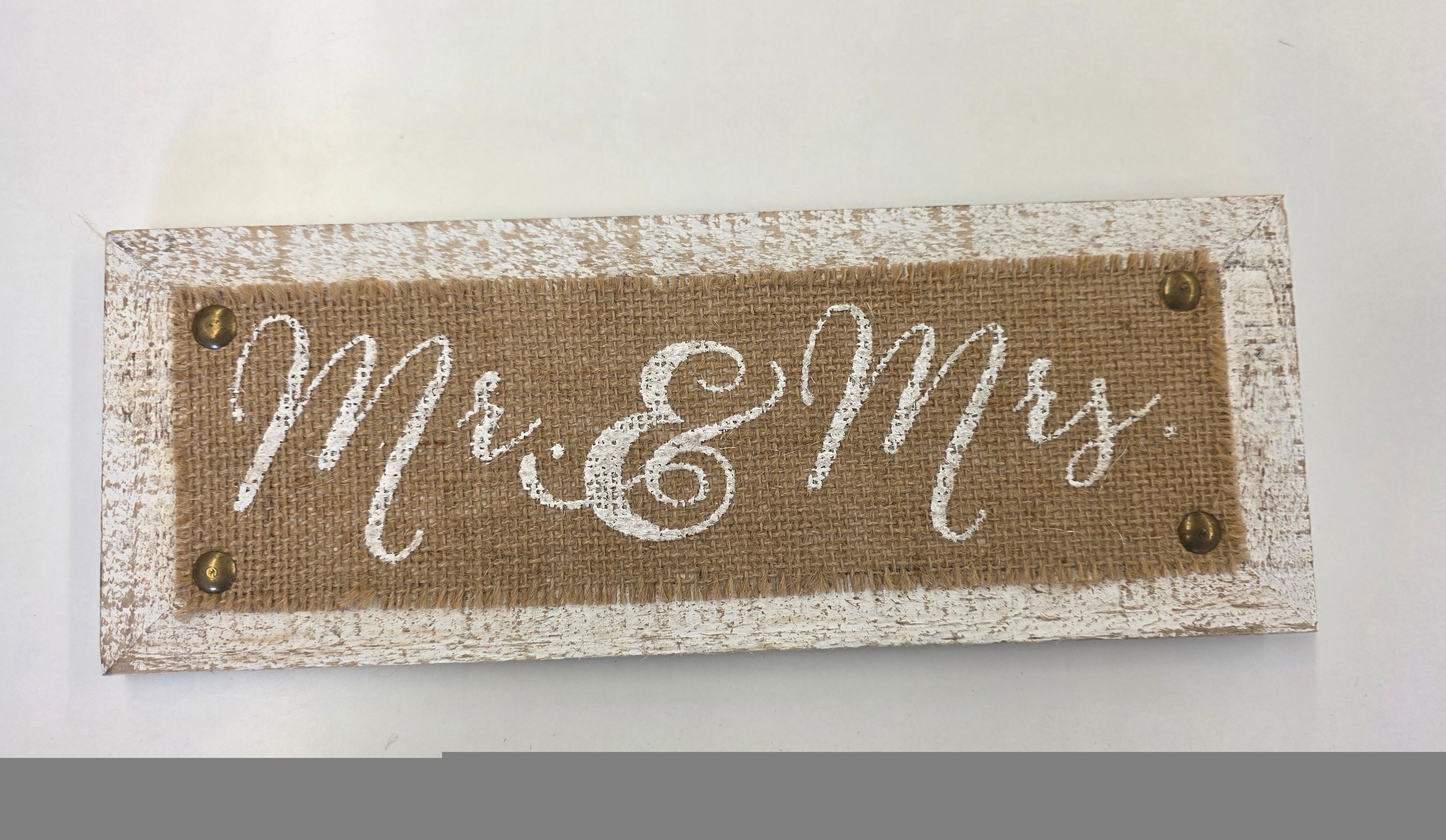 Burlap / White His & Hers Mr & Mrs Sign
