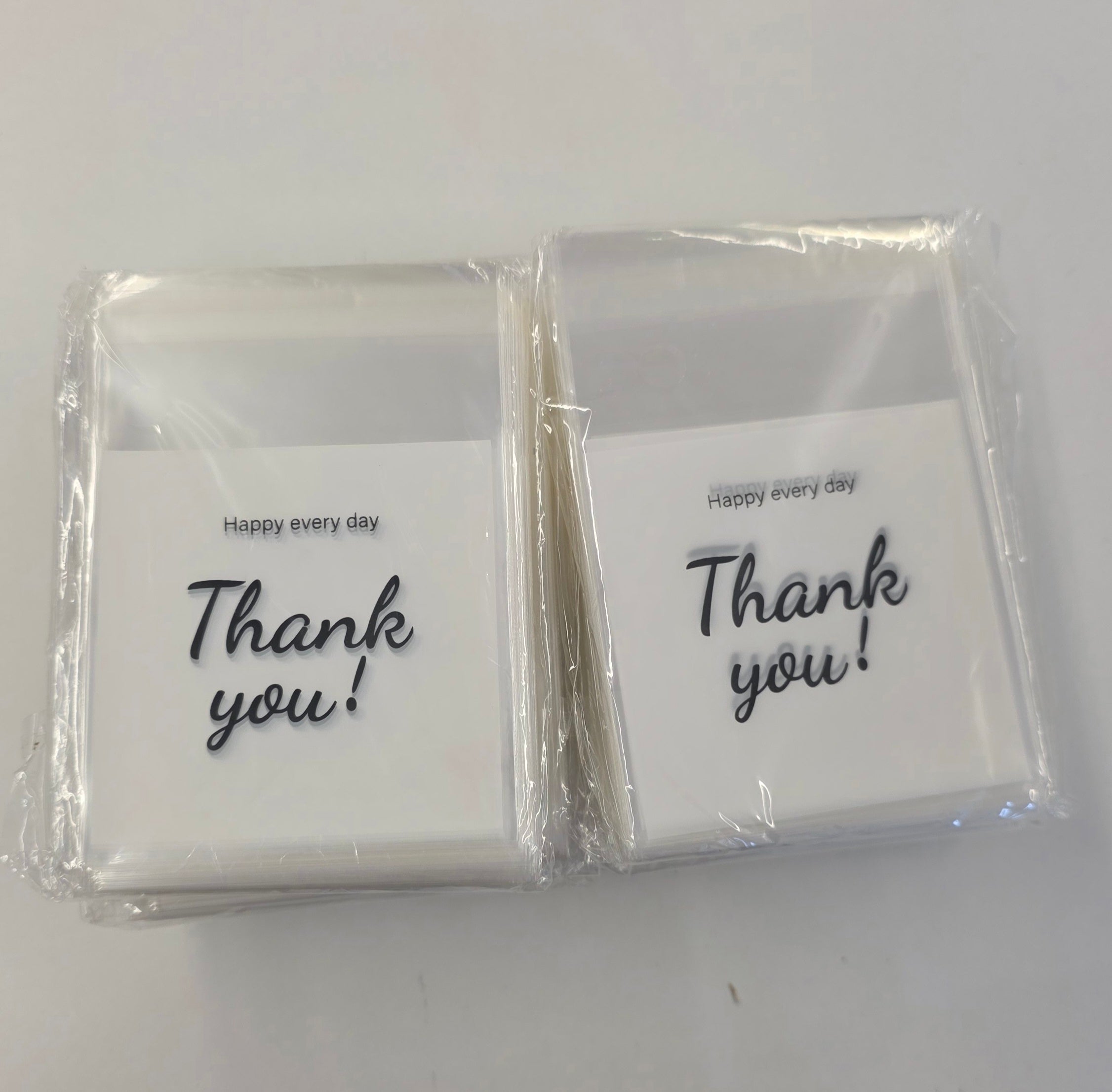 Clear / White / Thank you Bags, 3.9in x 3.9in