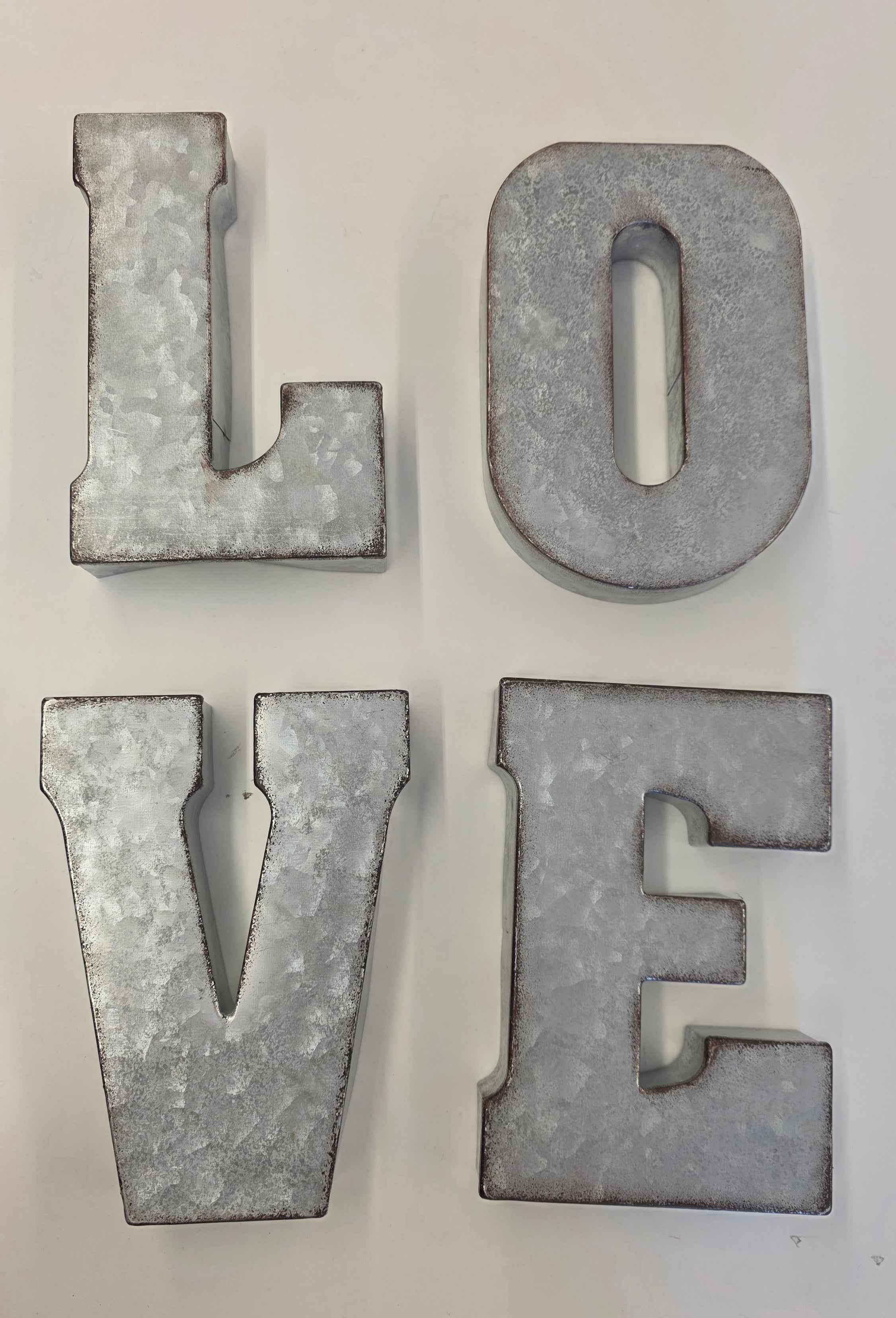 Silver / rustic / "LOVE" letters