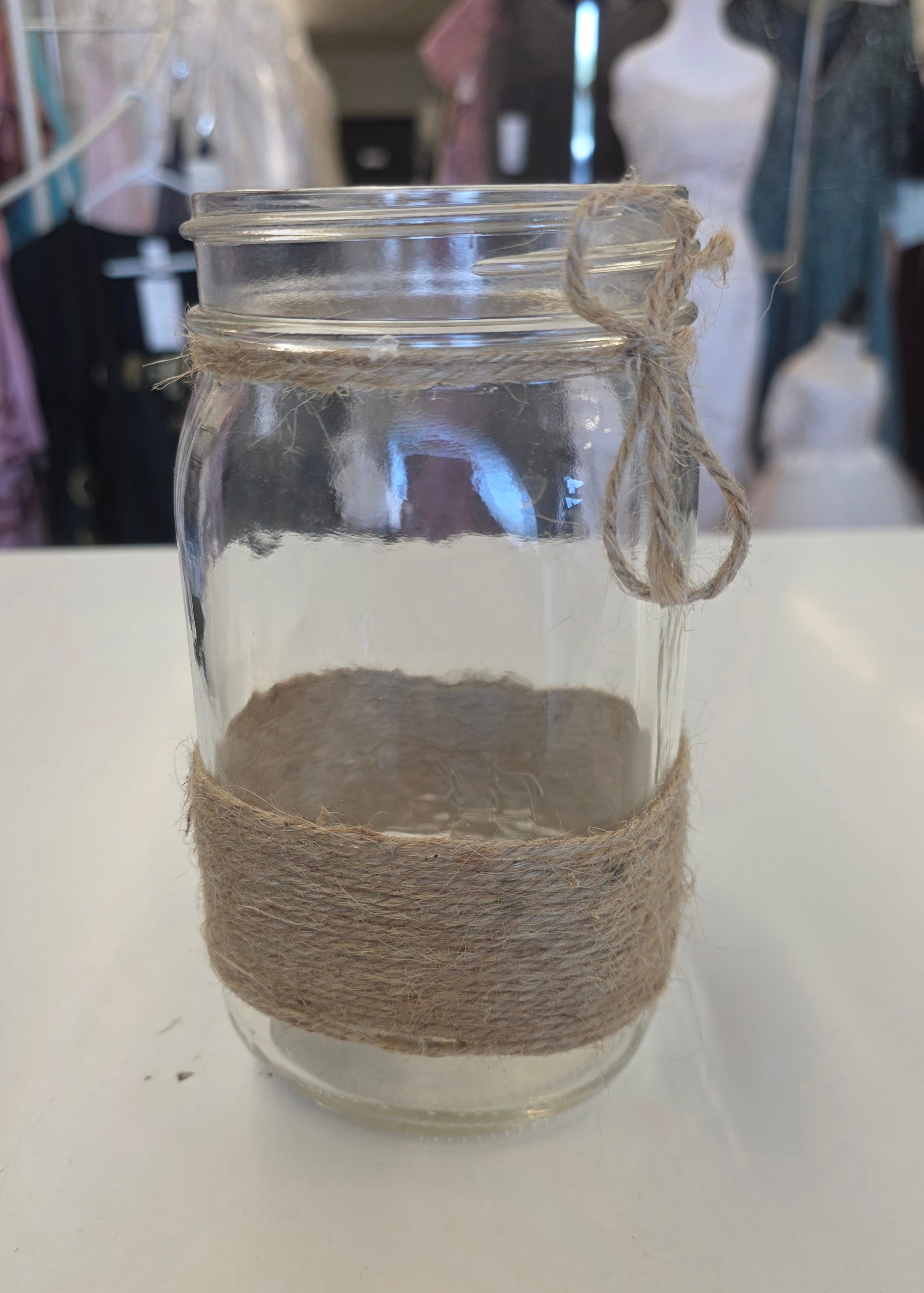 Burlap / Clear / 10 - Burlap Mason Jars