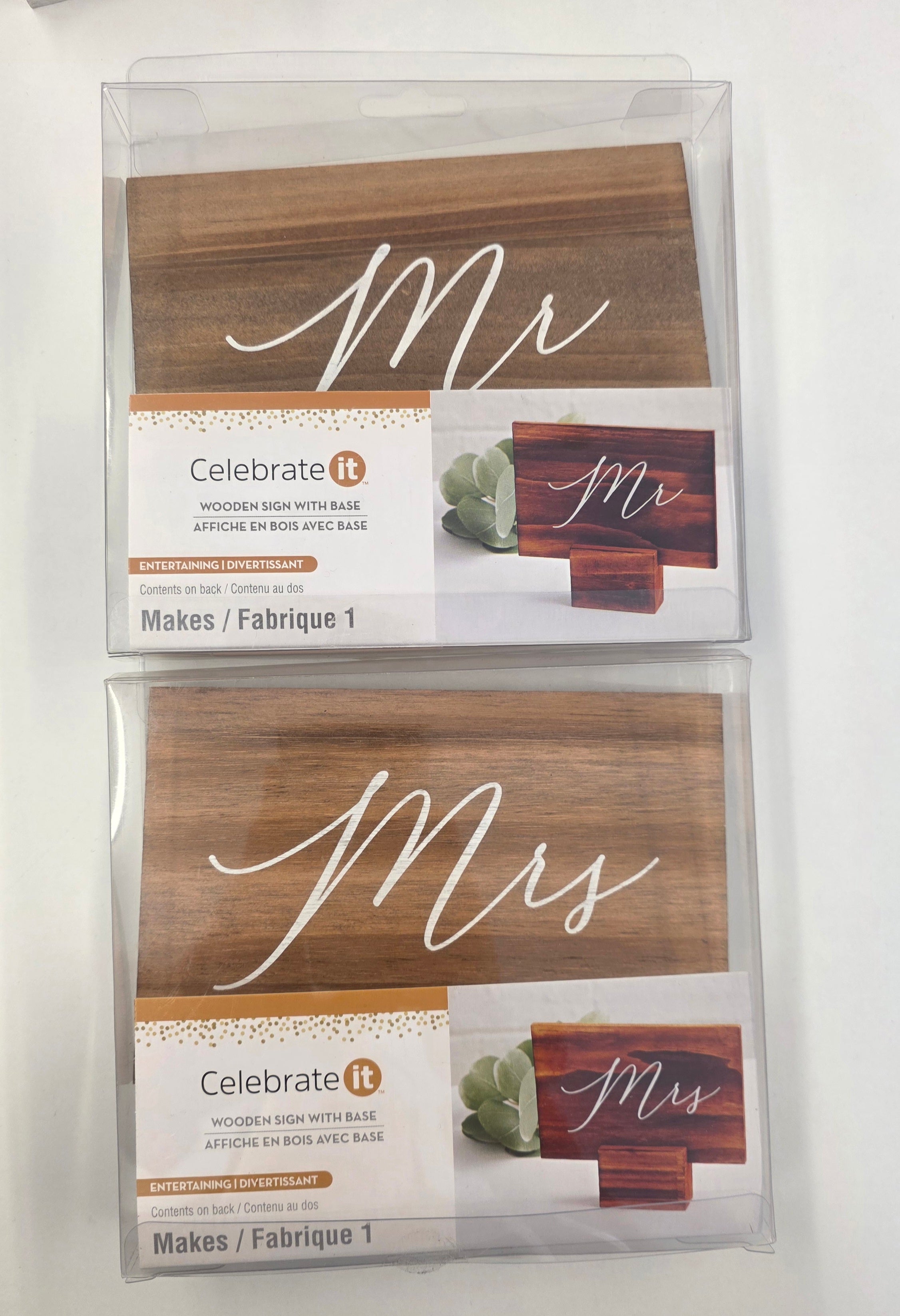 Wood Celebrate it Mr & Mrs Sign - SET