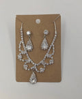 Silver / Tear drop necklace, earrings set