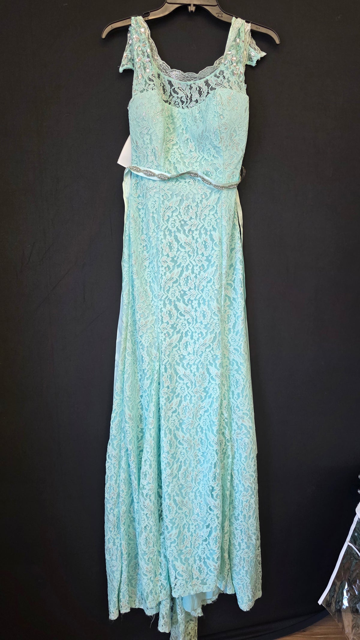 Aqua Sequin Heart Bridesmaid Dress, 5