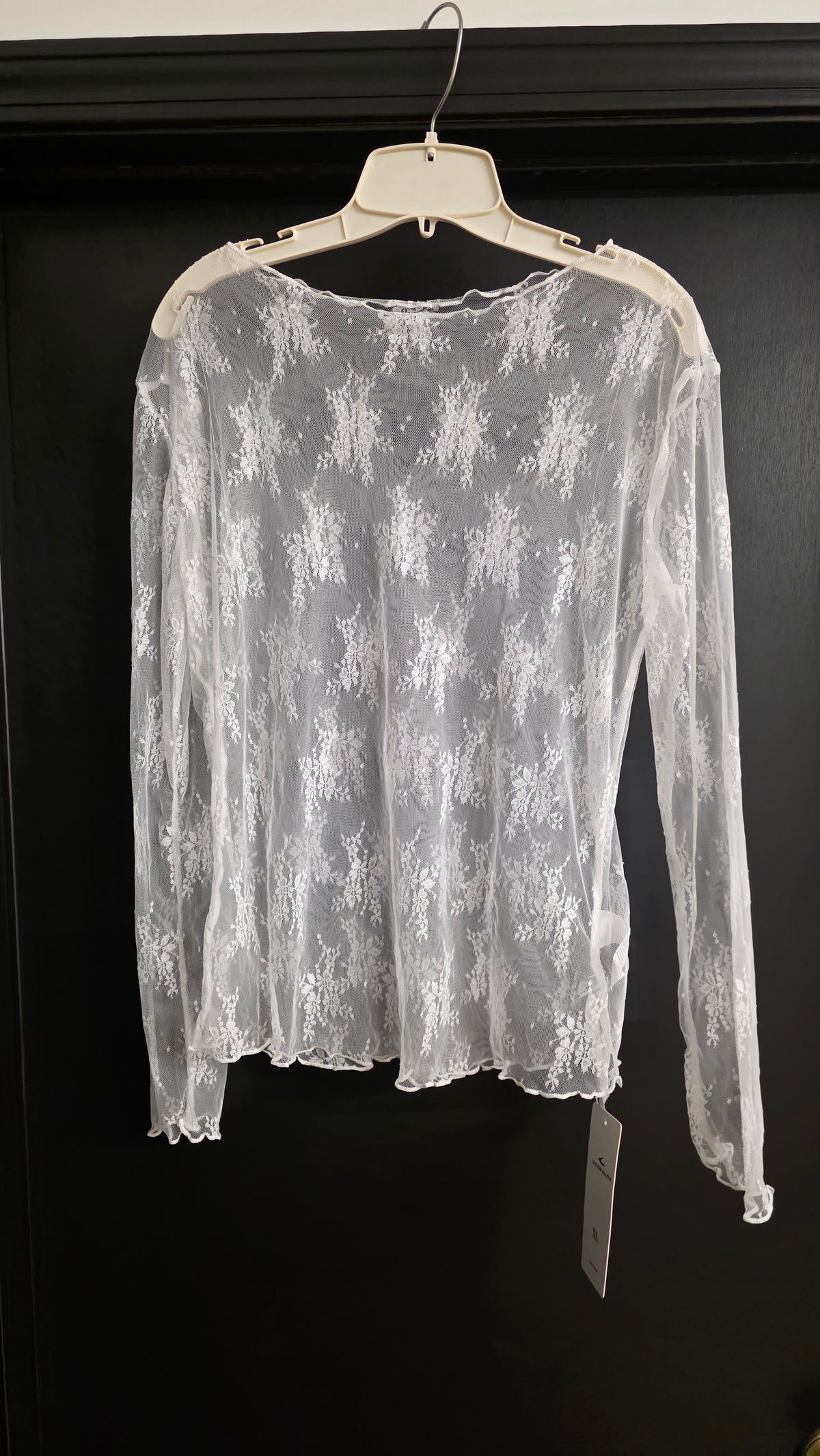 White LingSwallow Sheer Layering Top, XL
