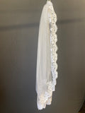 White Tulle Honey & Lace Fingertip tulle veil w/lace trim