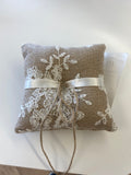 Brown white  Ring Bearer Pillow, small