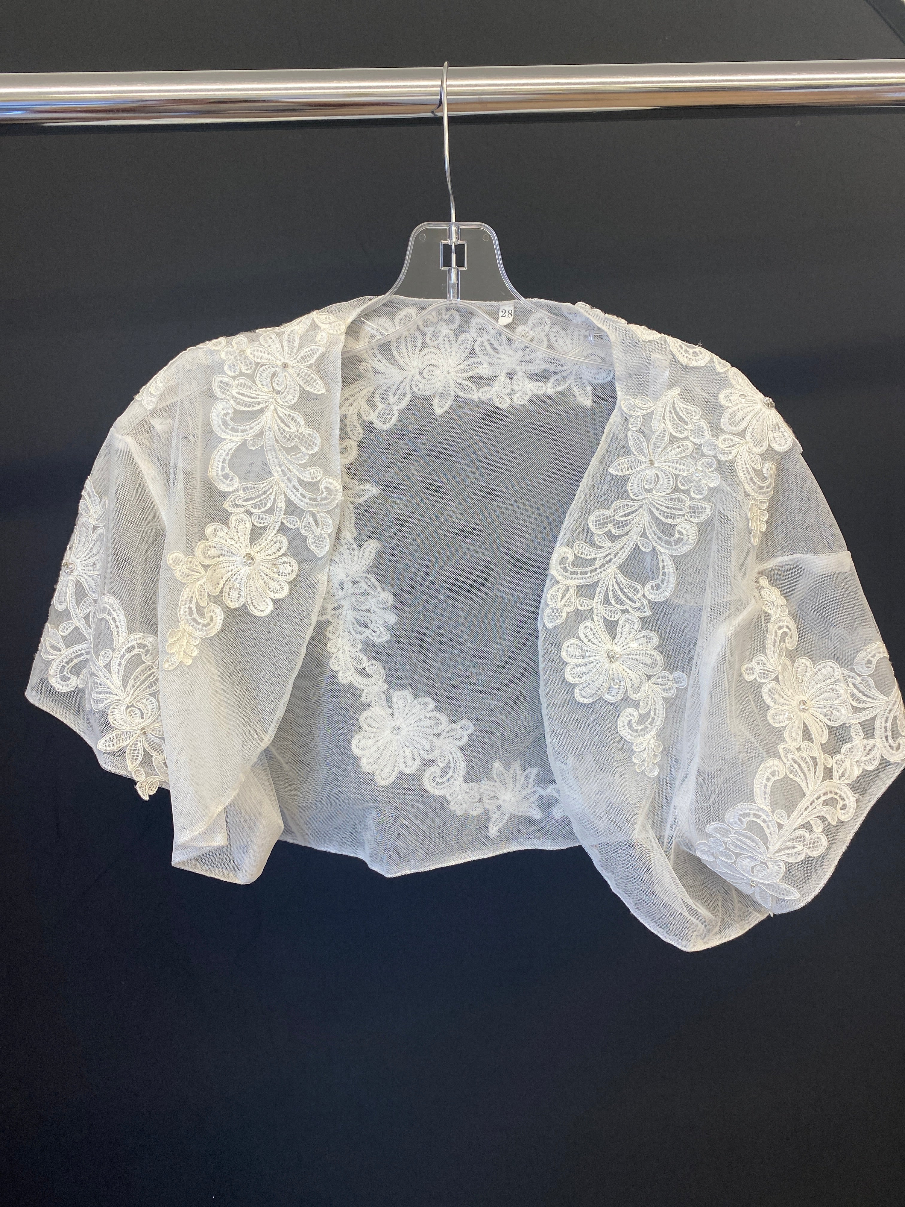 Ivory Mary's Ivory Tulle w/Floral Lace Bridal Bolero, 22