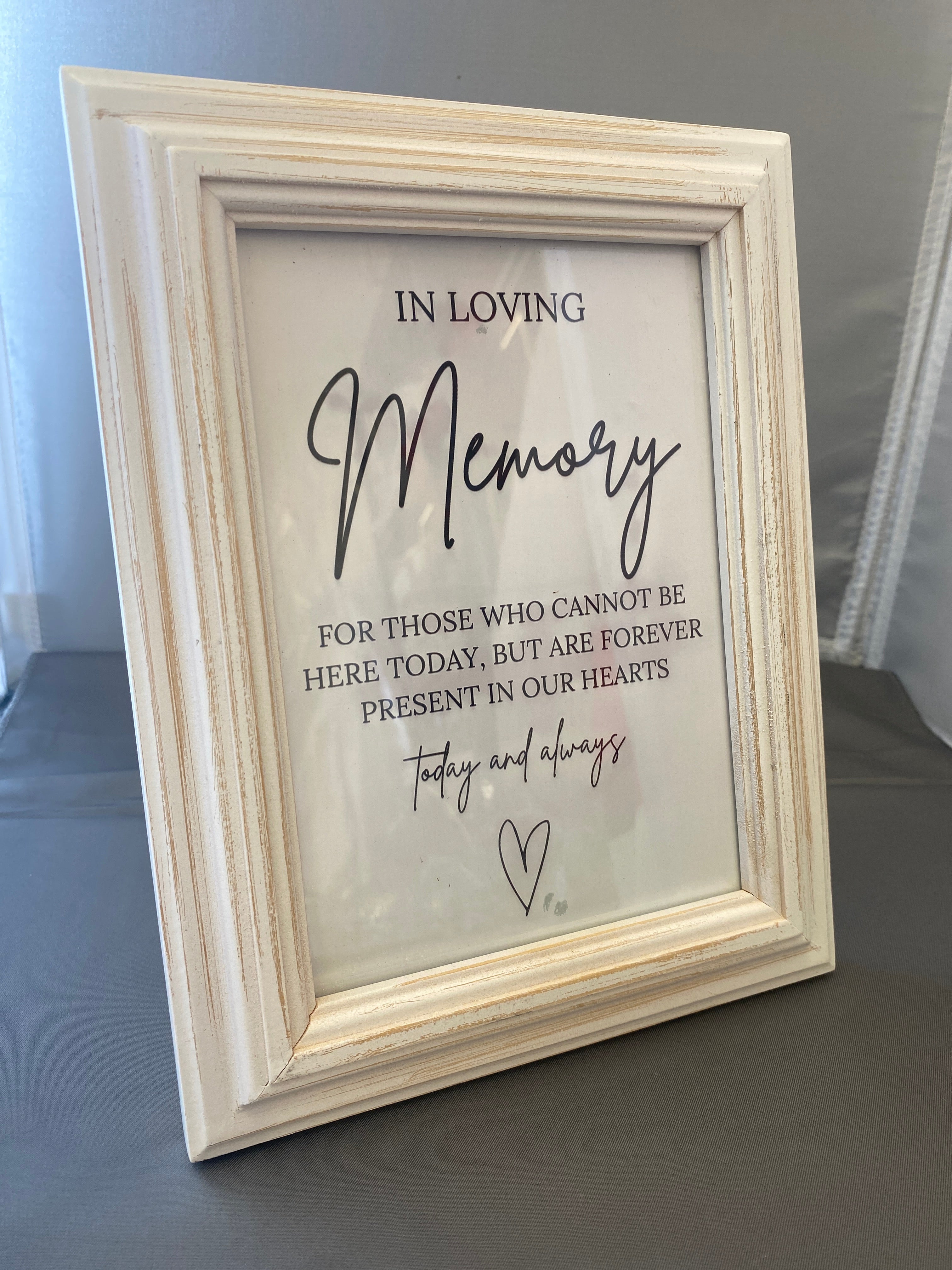 White  In Memory Sign, 5x7