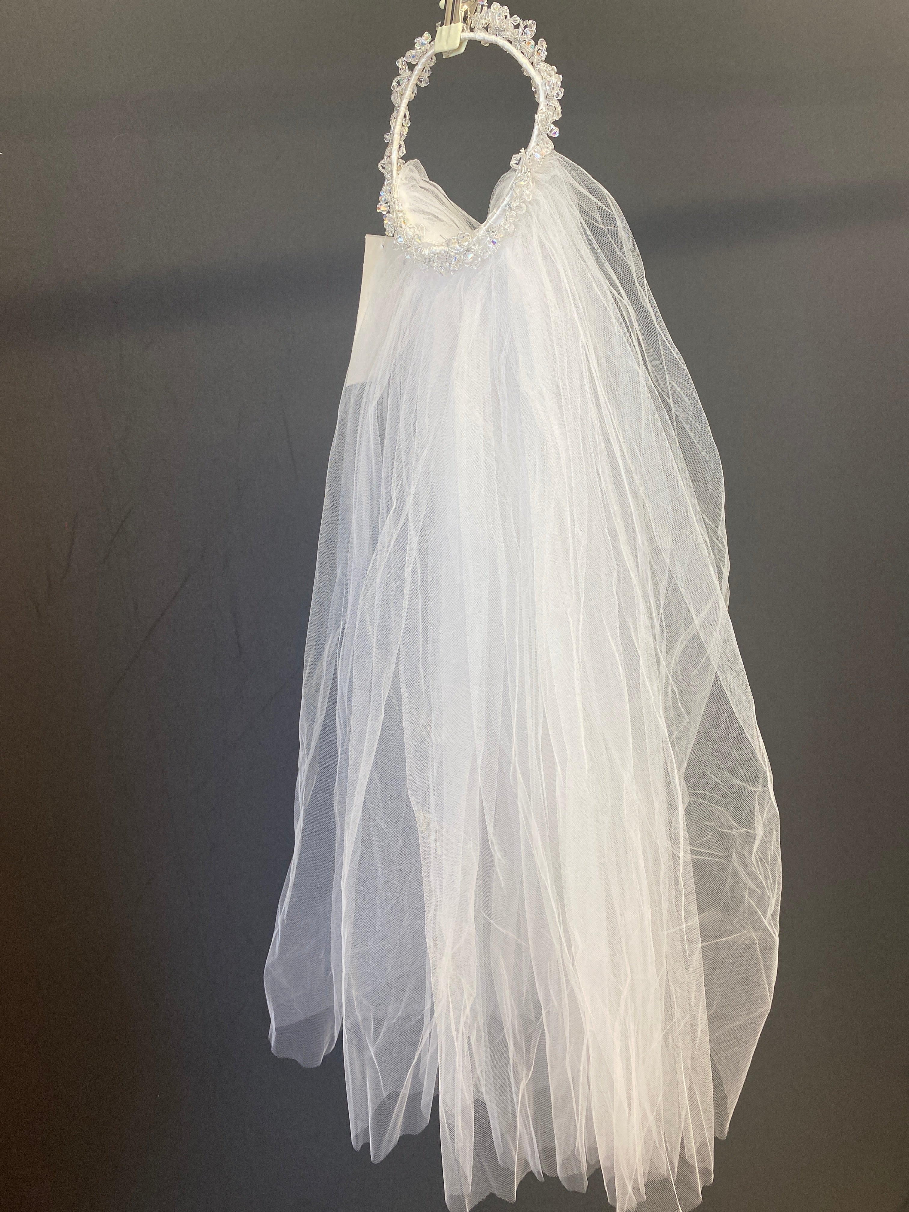 White Tulle Honey & Lace Jewel crown veil